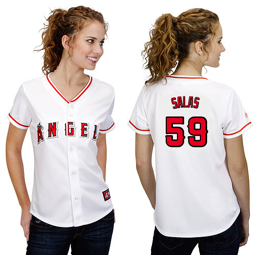 Fernando Salas #59 mlb Jersey-Los Angeles Angels of Anaheim Women's Authentic Home White Cool Base Baseball Jersey